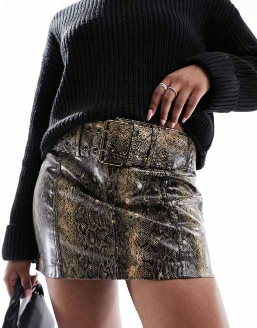 Topshop snake print denim 2024 skirt