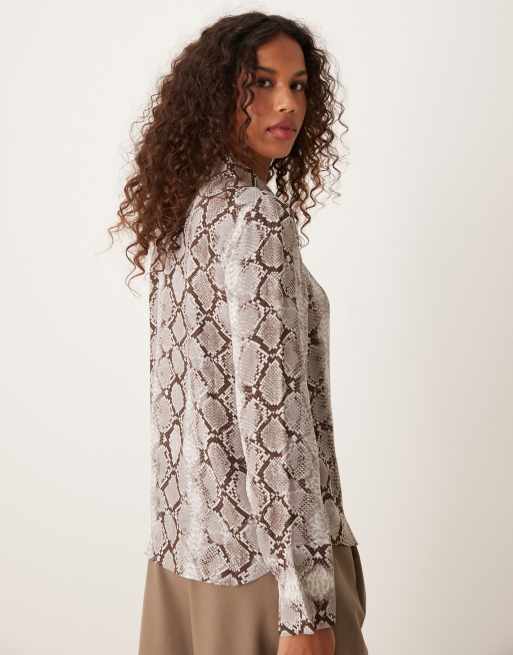 Mango snake print shirt in grey, 4 of 4