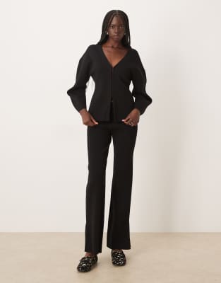 Mango Sofias Knit Pants In Black