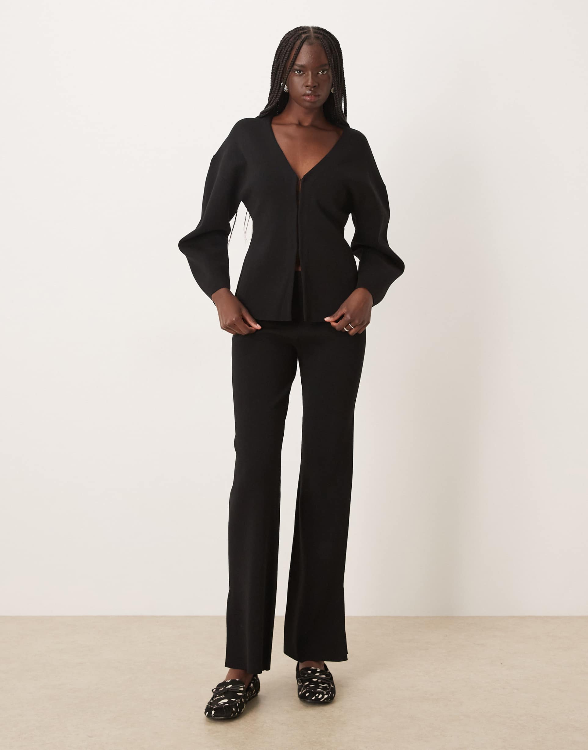 mango sofias knit pants in black - part of a set