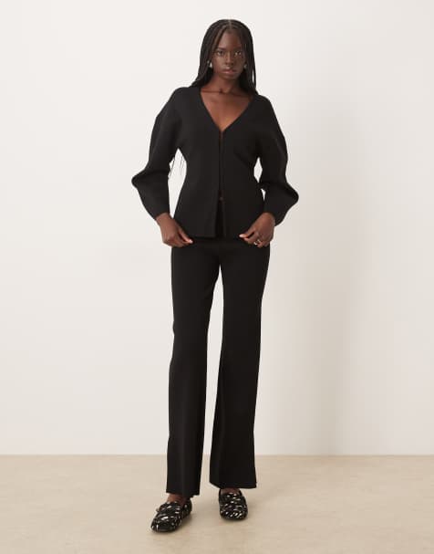 Mango Sofias knitted trouser co-ord in black - view 1