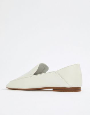 white soft leather flat shoes