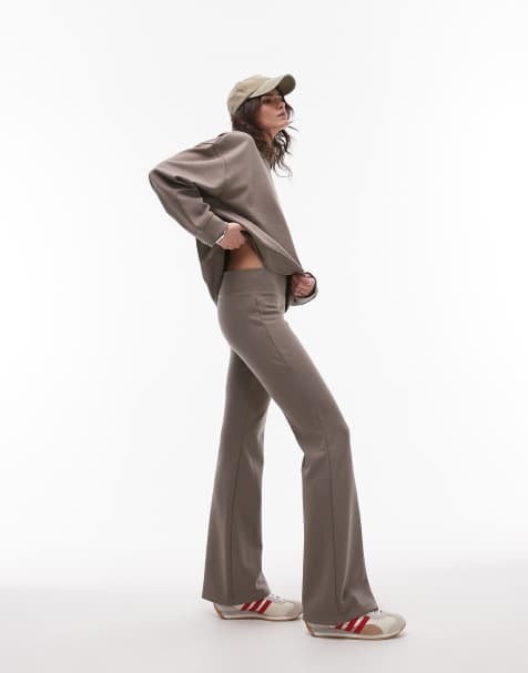 Mango soft touch flared sweatpants in light brown - part of a set - view 1