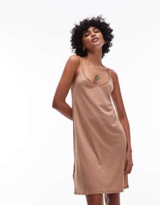 MANGO SOFT TOUCH MODAL CAMI SLIP DRESS WITH SATIN TRIM 