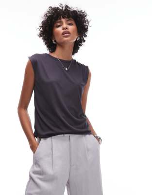 Mango Soft Touch Ruched Shoulder Detail T-shirt