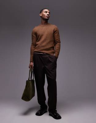 Mango Soft Touch Wool Mix Sweater In Brown