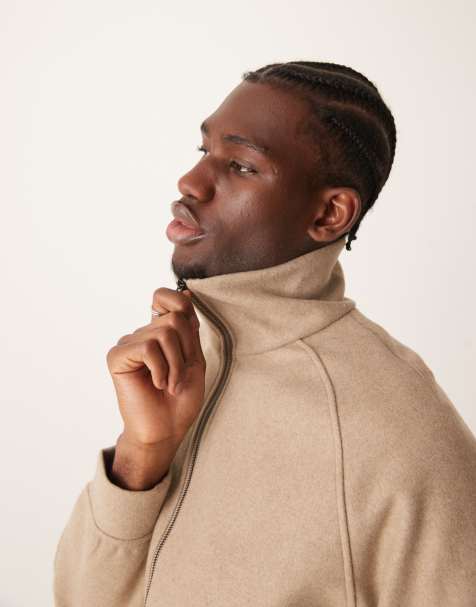 Mango soft touch zip down sweatshirt co-ord in beige - view 1