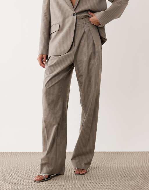 Mango Sol baggy tailored pants in beige and blue stripe - part of a set, 2 of 5