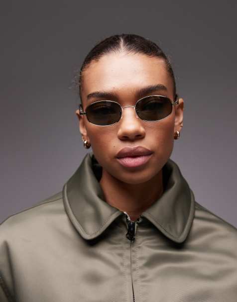Mango – Sonnenbrille in Gold-Optik mit grün getönten Gläsern - view 1