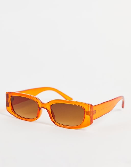 Mango – Sonnenbrille in Orange mit eckigen Gläsern