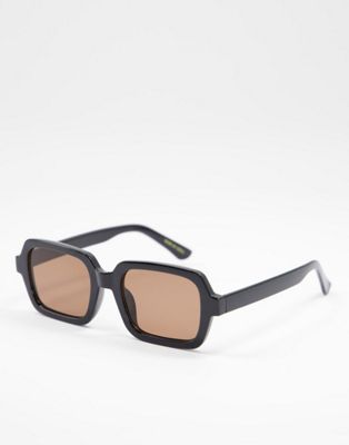 Mango – Sonnenbrille in Schwarz mit eckigen Gläsern