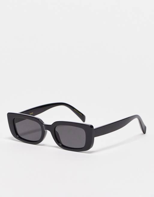 Mango – Sonnenbrille in Schwarz mit rechteckigen Gläsern