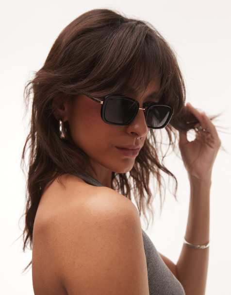 Mango – Sonnenbrille mit Metallrahmen in Schwarz - view 1