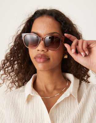 Mango - Sonnenbrille mit rundem Gestell in Braun