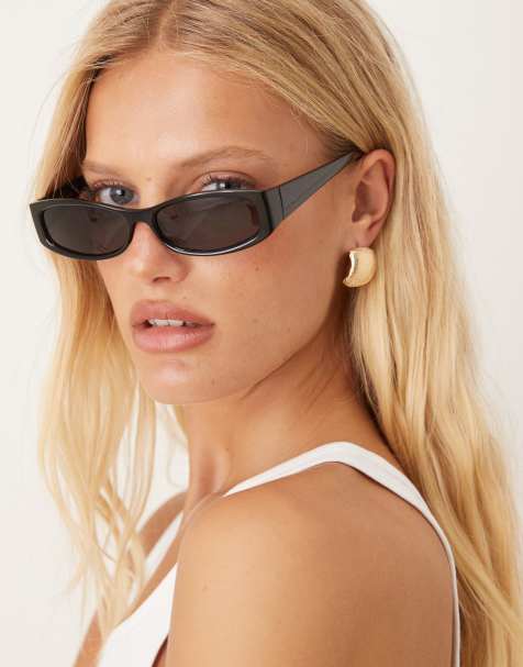 Mango – Sonnenbrille mit schmalem Gestell in Schwarz - view 1