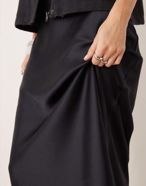 Mango - Sort maxinederdel i satin, 3 af 5