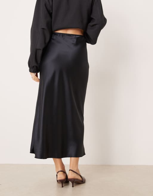 Mango - Sort maxinederdel i satin, 4 af 5