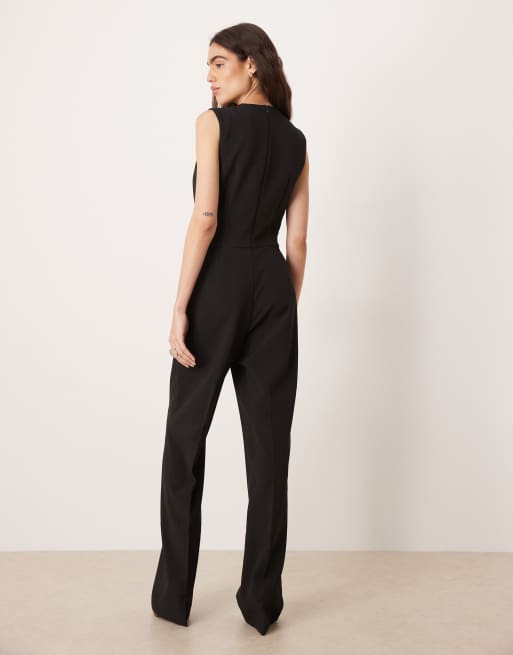 Mango - Sort ærmeløst figursyet jumpsuit, 4 af 4