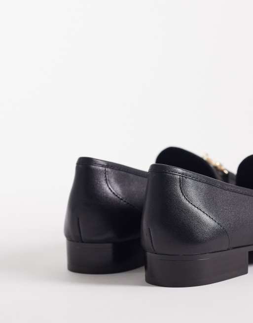 Mango - Sorte loafers i læder med guldfarvet metaldetalje, 4 af 4