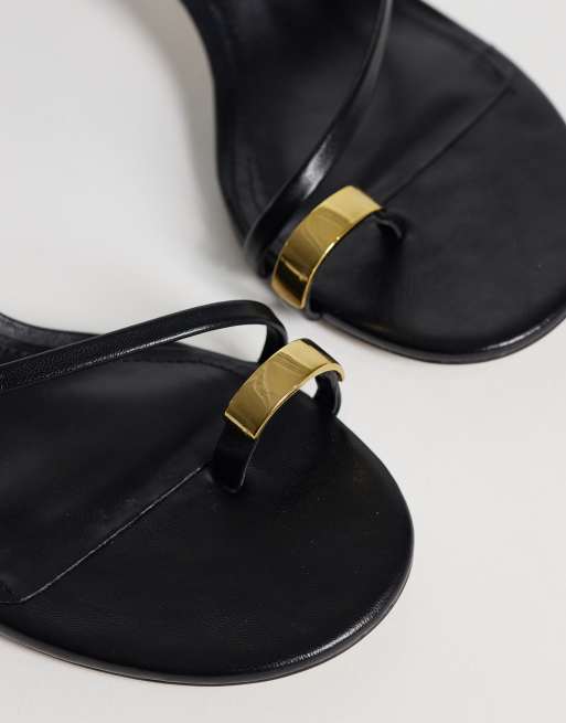 Mango - Sorte sandaler i imiteret læder med høj hæl og metaldetaljer, 2 af 4