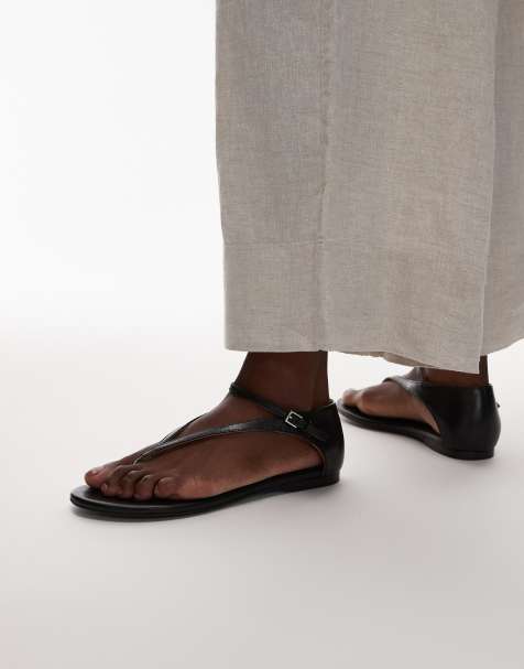 Mango - Sorte sandaler med hælkappe i læder - view 1
