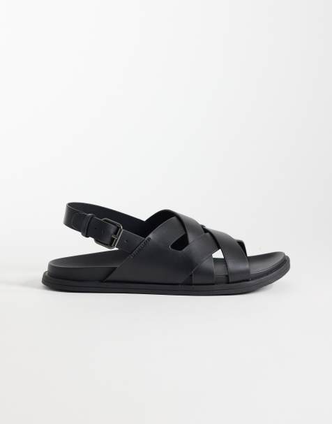 Mango - Sorte sandaler med krydsende remme og spændedetaljer i 100% læder - view 1