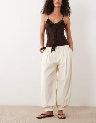 Mango Souffle 100% Cotton Cuffed Jeans In Brown