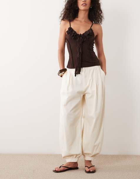 Mango Souffle cuffed jeans in cream - view 1