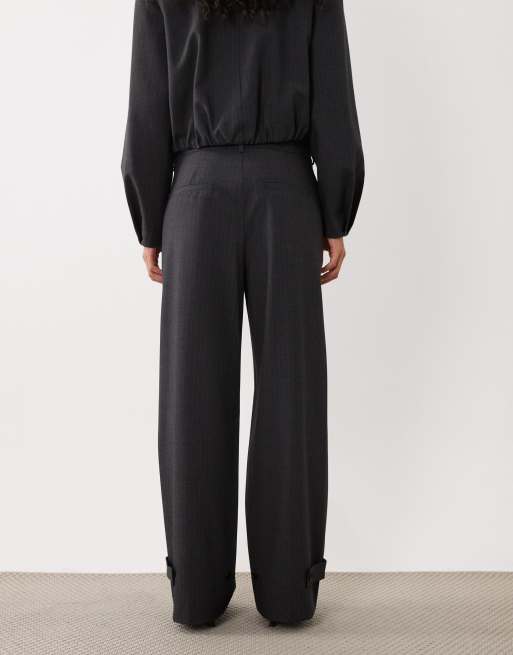 Mango Souffle lockeres Hosen-Kombiteil mit Nadelstreifen in Anthrazit, 5 von 5