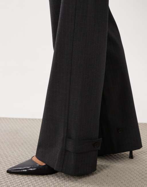 Mango Souffle relaxed trouser co-ord in charcoal pinstripe, 4 of 5