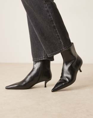 Mango - Spitz zulaufende Stiefeletten in Schwarz mit Pfennigabsatz