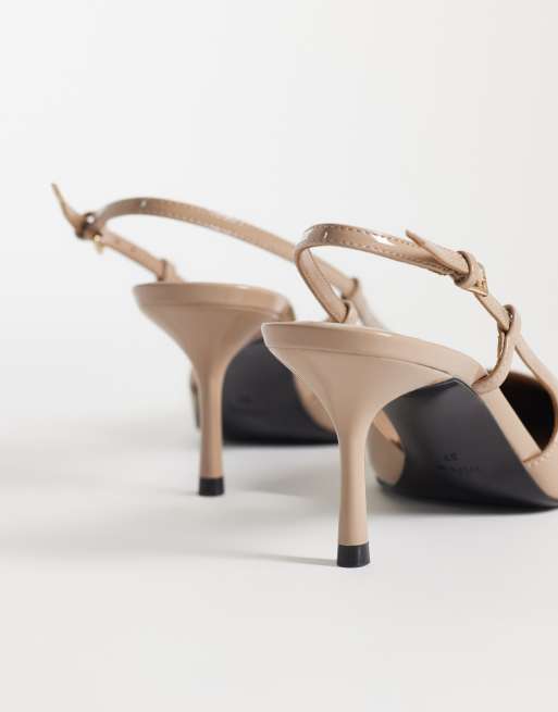 Mango – Spitze Absatzschuhe in Beige mit Fersenriemen, 4 von 4