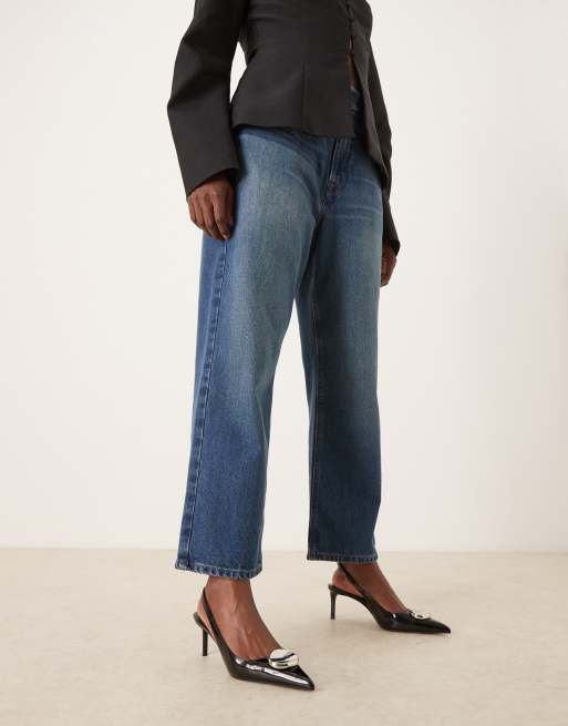 Mango – Spitze Absatzschuhe in Schwarz mit Fersenriemen und auffälligem Metalldetail, 2 von 4