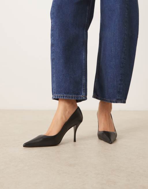 Mango – Spitze Lederschuhe in Schwarz mit Absatz, 3 von 4