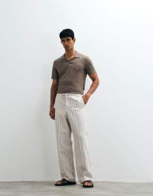 Mango Split Collar T-shirt In White