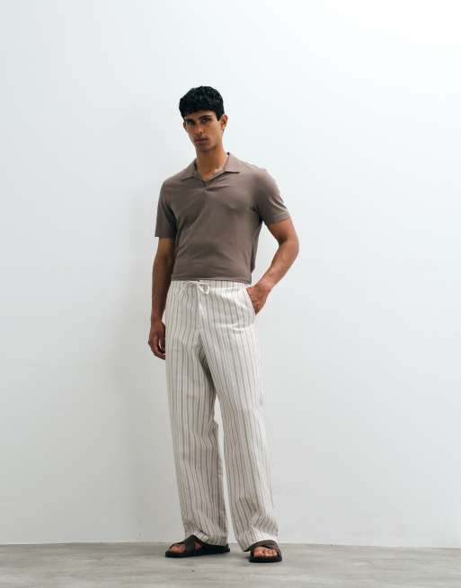 Mango split collar t-shirt in mushroom, 2 of 5