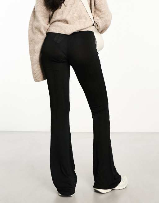 Mango flared jeans with split hem detail in black