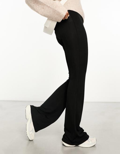 Mango split hem casual trouser in black