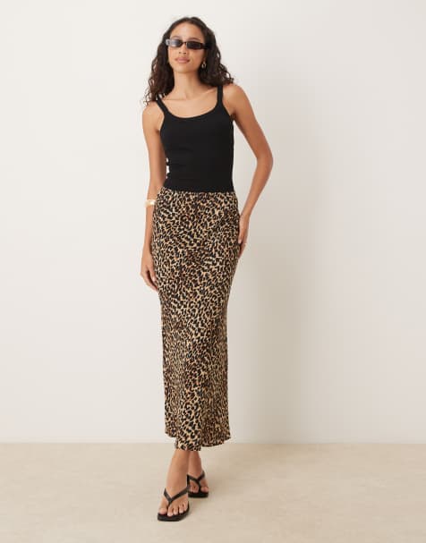 Mango midaxi skirt in leopard print