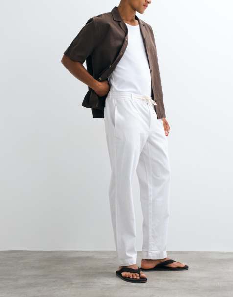 Mango spodnie o prostym kroju w kolorze off white - view 1