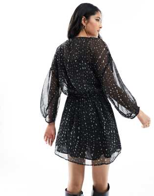 Mango spot mini dress in black
