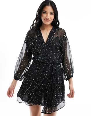 Mango spot mini dress in black