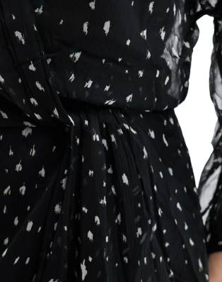 Mango spot mini dress in black