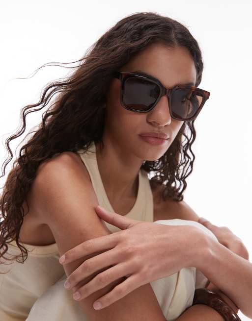 Mango square frame tortoise shell sungasses in brown