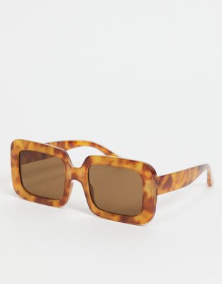 Mango Square Lens Tortoise Shell Glasses In Brown-red