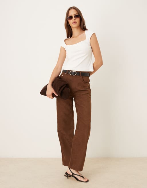 Mango square neck t-shirt in cream ASOS