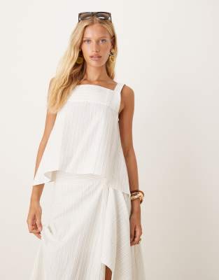 Mango square neck top co-ord in tonal stripe - view 1