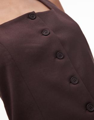 Mango Klum Square Neck Vest In Brown