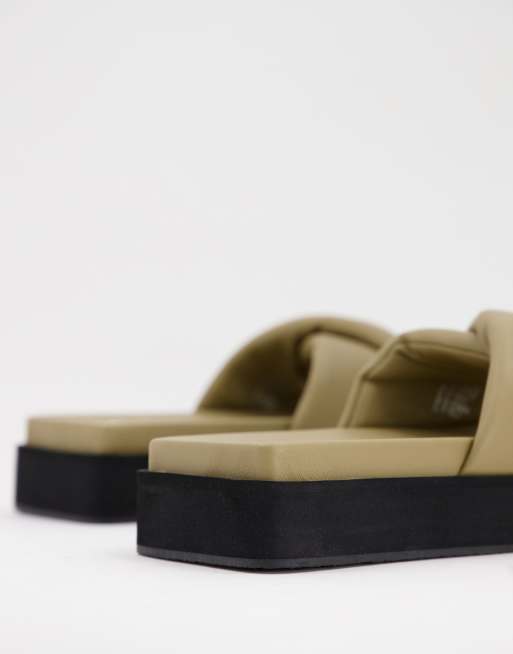 Mango square padded sandals in beige ASOS
