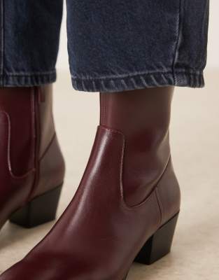 Mango Square Toe Heeled Ankle Boots In Red